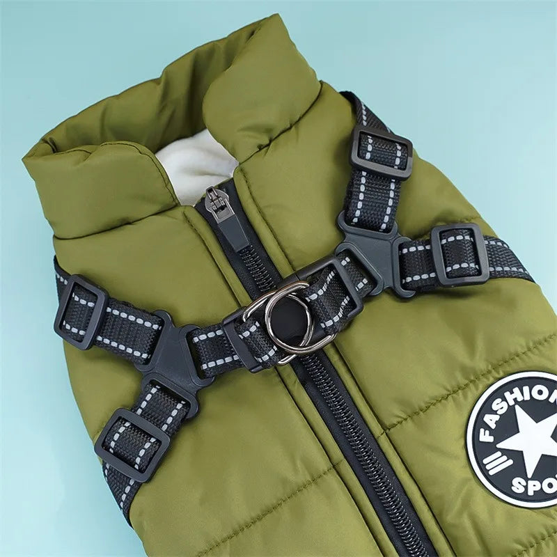 Luxury Winter Dog Coat with Built-in Harness - Waterproof Warm Vest for Small Breeds