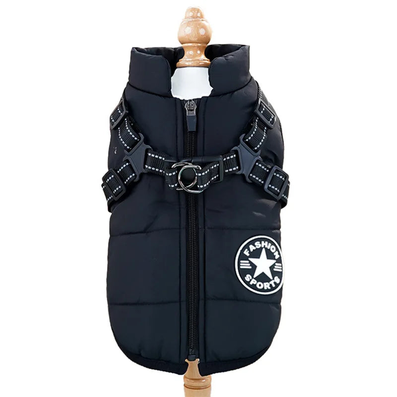 Luxury Winter Dog Coat with Built-in Harness - Waterproof Warm Vest for Small Breeds