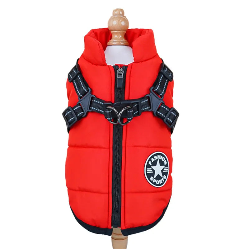 Luxury Winter Dog Coat with Built-in Harness - Waterproof Warm Vest for Small Breeds