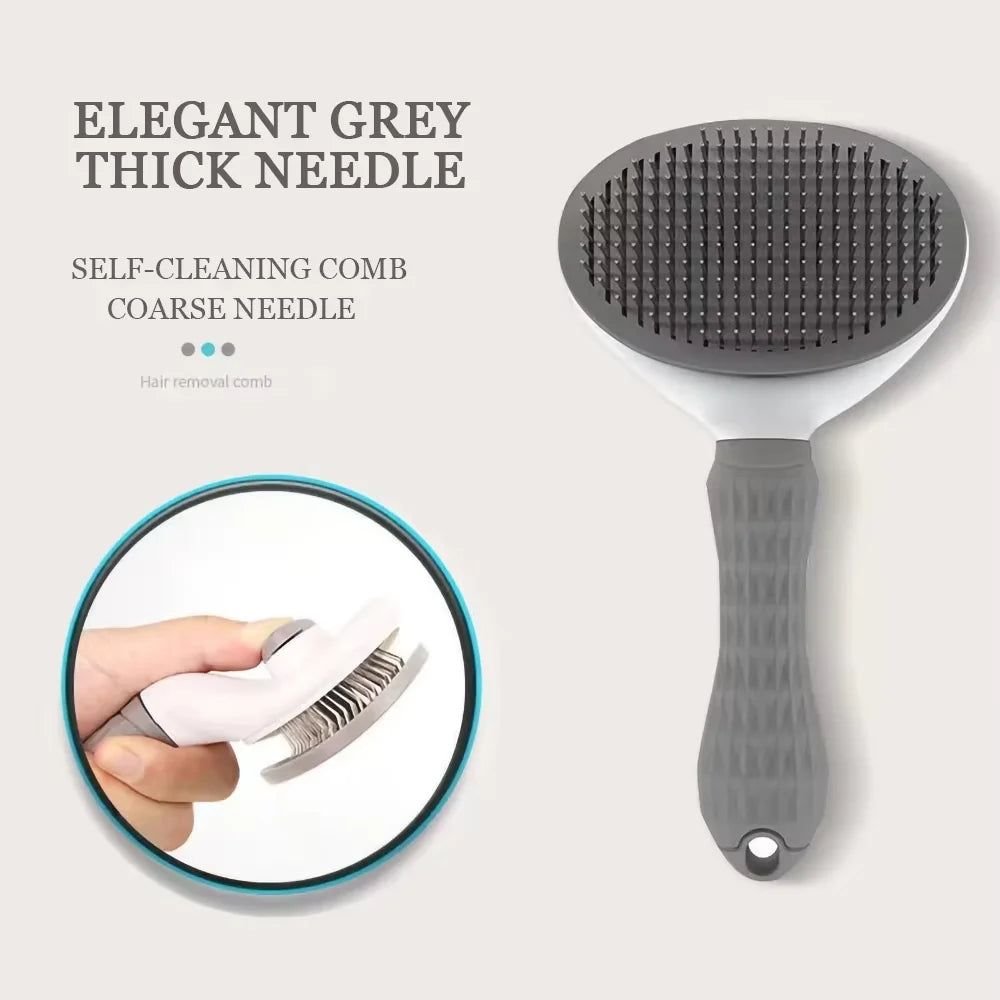 Ultimate Pet DeTangler: Professional Grooming Brush with Self-Cleaning Base