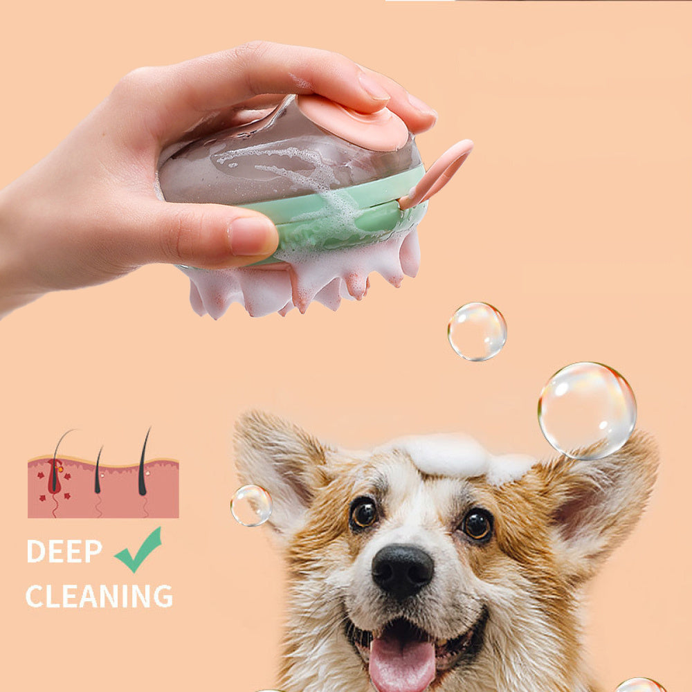 Luxury Pet Bath Brush - Built-in Shampoo Dispenser & Massager